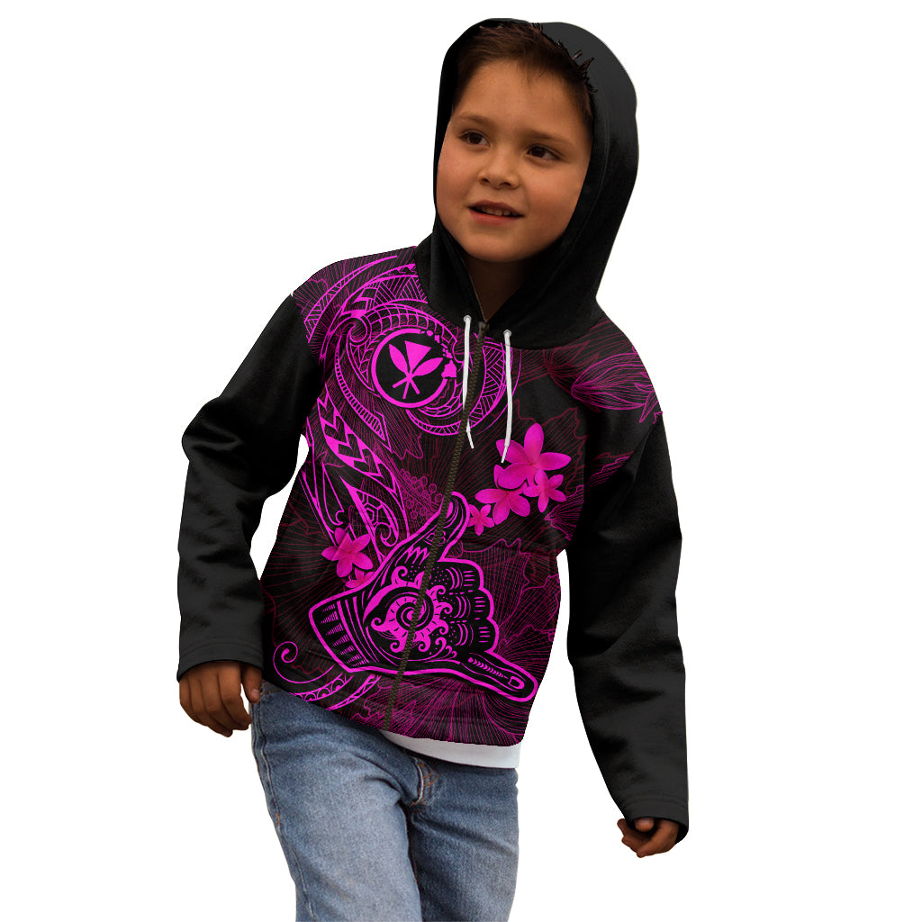 Hawaii Kid Hoodie Shaka Tattoo Mix Polynesian Plumeria Pink Version LT14 - Polynesian Pride