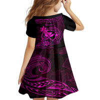 hawaii-kid-short-sleeve-dress-shaka-tattoo-mix-polynesian-plumeria-pink-version