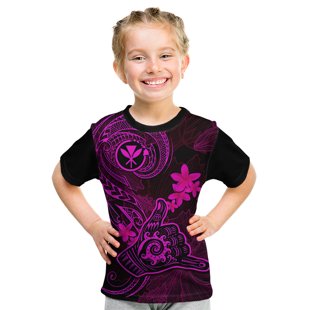 Hawaii Kid T Shirt Shaka Tattoo Mix Polynesian Plumeria Pink Version LT14 Pink - Polynesian Pride
