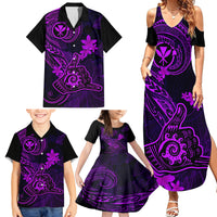 Hawaii Family Matching Summer Maxi Dress and Hawaiian Shirt Shaka Tattoo Mix Polynesian Plumeria Purple Version LT14 - Polynesian Pride