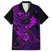Hawaii Family Matching Summer Maxi Dress and Hawaiian Shirt Shaka Tattoo Mix Polynesian Plumeria Purple Version LT14 Dad's Shirt - Short Sleeve Purple - Polynesian Pride