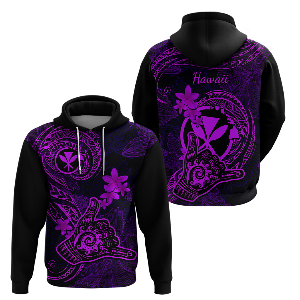 Hawaii Hoodie Shaka Tattoo Mix Polynesian Plumeria Purple Version LT14 - Polynesian Pride