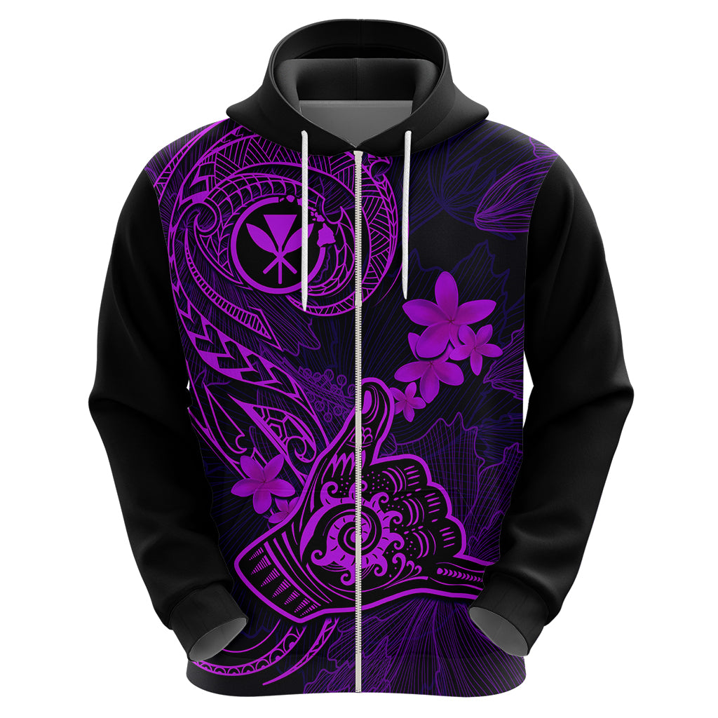 Hawaii Hoodie Shaka Tattoo Mix Polynesian Plumeria Purple Version LT14 - Polynesian Pride