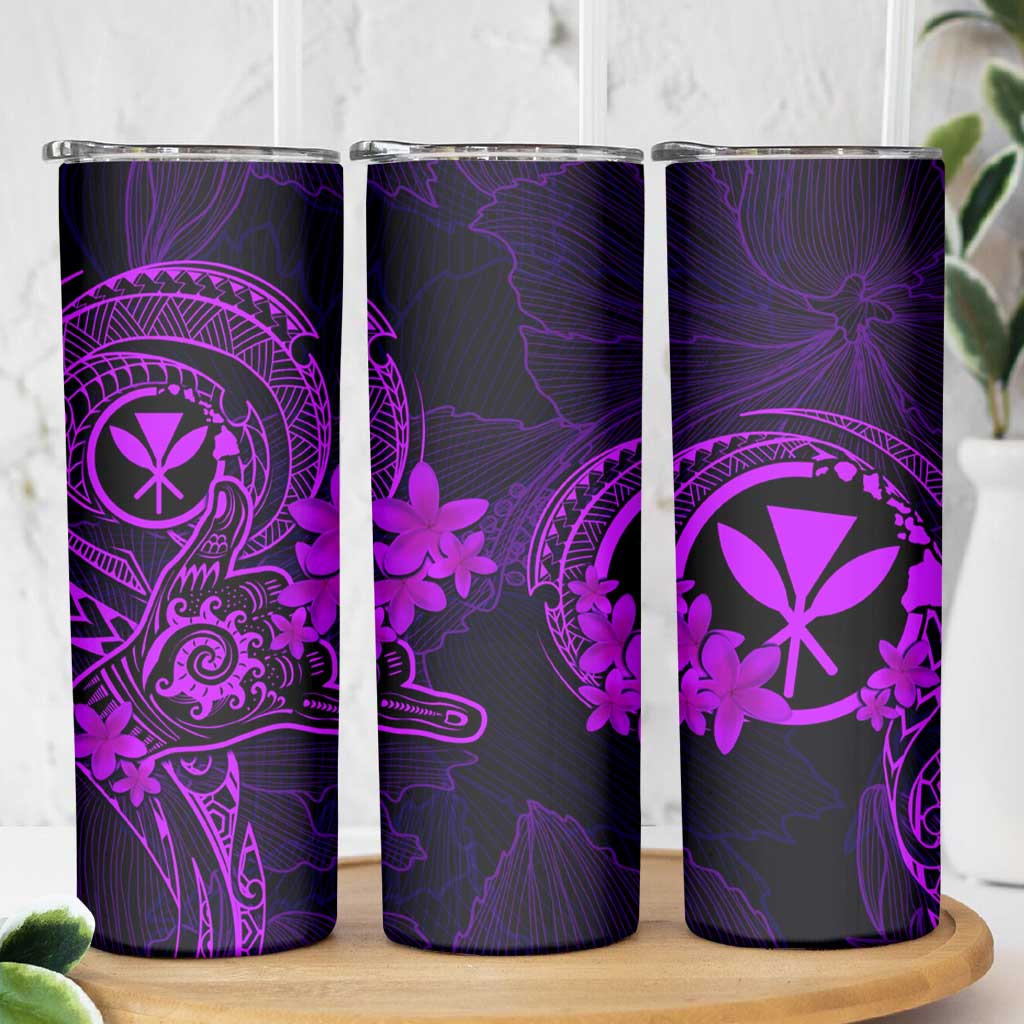 Hawaii Skinny Tumbler Shaka Tattoo Mix Polynesian Plumeria Purple Version