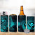 Hawaii 4 in 1 Can Cooler Tumbler Shaka Tattoo Mix Polynesian Plumeria Turquoise Version