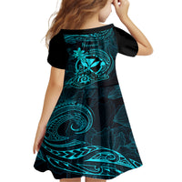 Hawaii Family Matching Off Shoulder Maxi Dress and Hawaiian Shirt Shaka Tattoo Mix Polynesian Plumeria Turquoise Version LT14 - Polynesian Pride