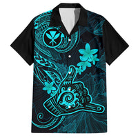 Hawaii Family Matching Summer Maxi Dress and Hawaiian Shirt Shaka Tattoo Mix Polynesian Plumeria Turquoise Version LT14 Dad's Shirt - Short Sleeve Turquoise - Polynesian Pride