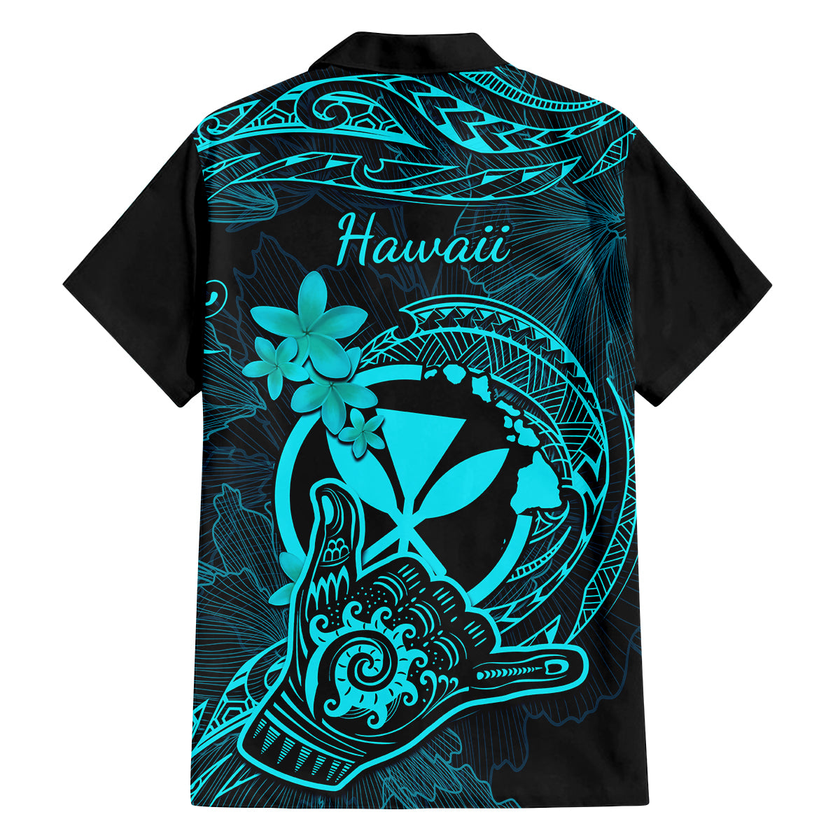 Hawaii Family Matching Summer Maxi Dress and Hawaiian Shirt Shaka Tattoo Mix Polynesian Plumeria Turquoise Version LT14 - Polynesian Pride