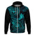 Hawaii Hoodie Shaka Tattoo Mix Polynesian Plumeria Turquoise Version LT14 Zip Hoodie Turquoise - Polynesian Pride