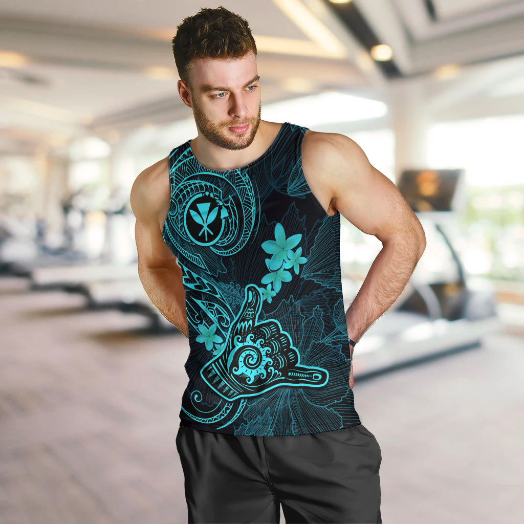 hawaii-men-tank-top-shaka-tattoo-mix-polynesian-plumeria-turquoise-version