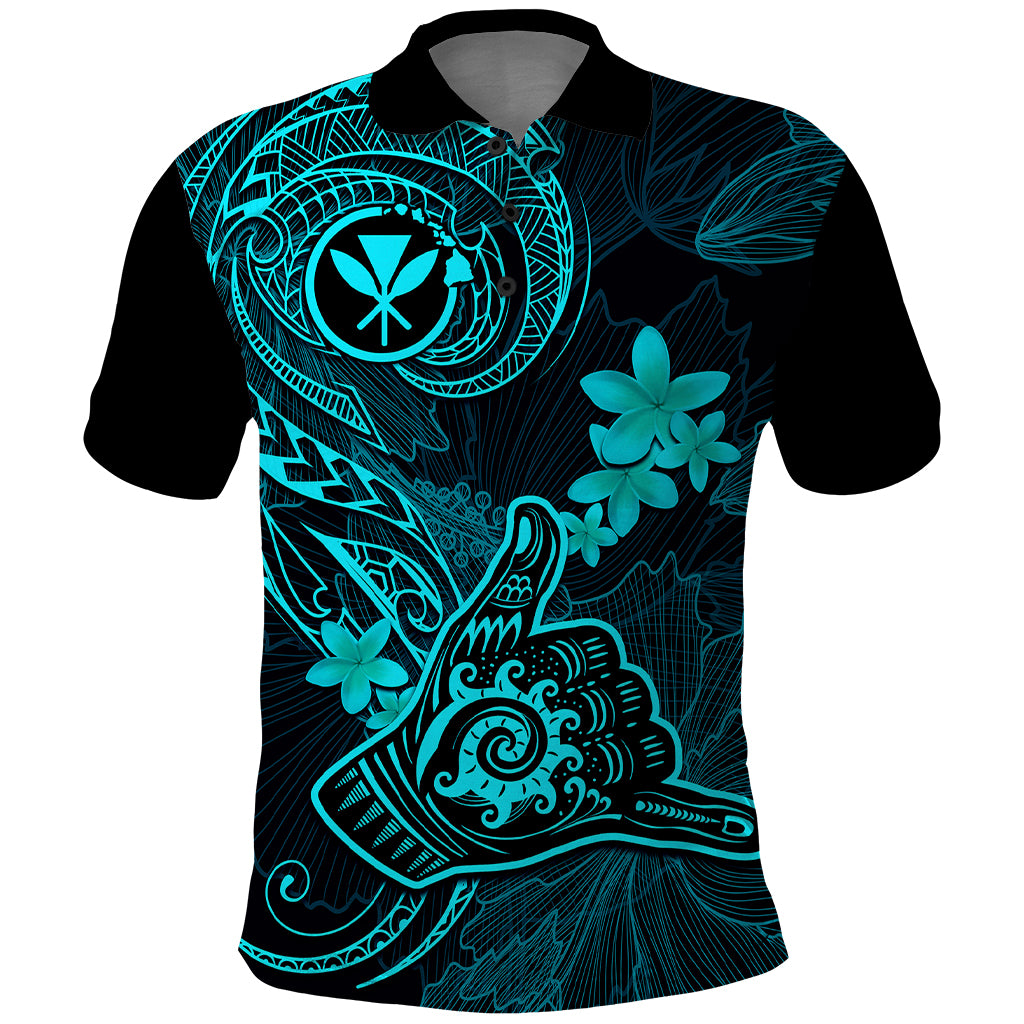 Hawaii Polo Shirt Shaka Tattoo Mix Polynesian Plumeria Turquoise Version LT14 Turquoise - Polynesian Pride