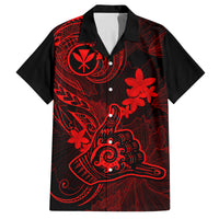 Hawaii Family Matching Off Shoulder Maxi Dress and Hawaiian Shirt Shaka Tattoo Mix Polynesian Plumeria Red Version LT14 Dad's Shirt - Short Sleeve Red - Polynesian Pride