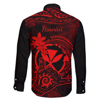 Hawaii Family Matching Summer Maxi Dress and Hawaiian Shirt Shaka Tattoo Mix Polynesian Plumeria Red Version LT14 - Polynesian Pride