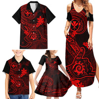 Hawaii Family Matching Summer Maxi Dress and Hawaiian Shirt Shaka Tattoo Mix Polynesian Plumeria Red Version LT14 - Polynesian Pride