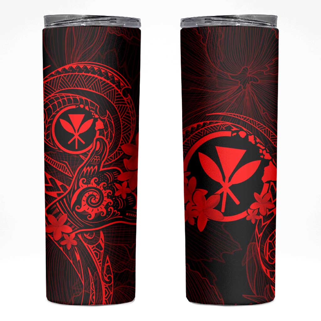 Hawaii Skinny Tumbler Shaka Tattoo Mix Polynesian Plumeria Red Version