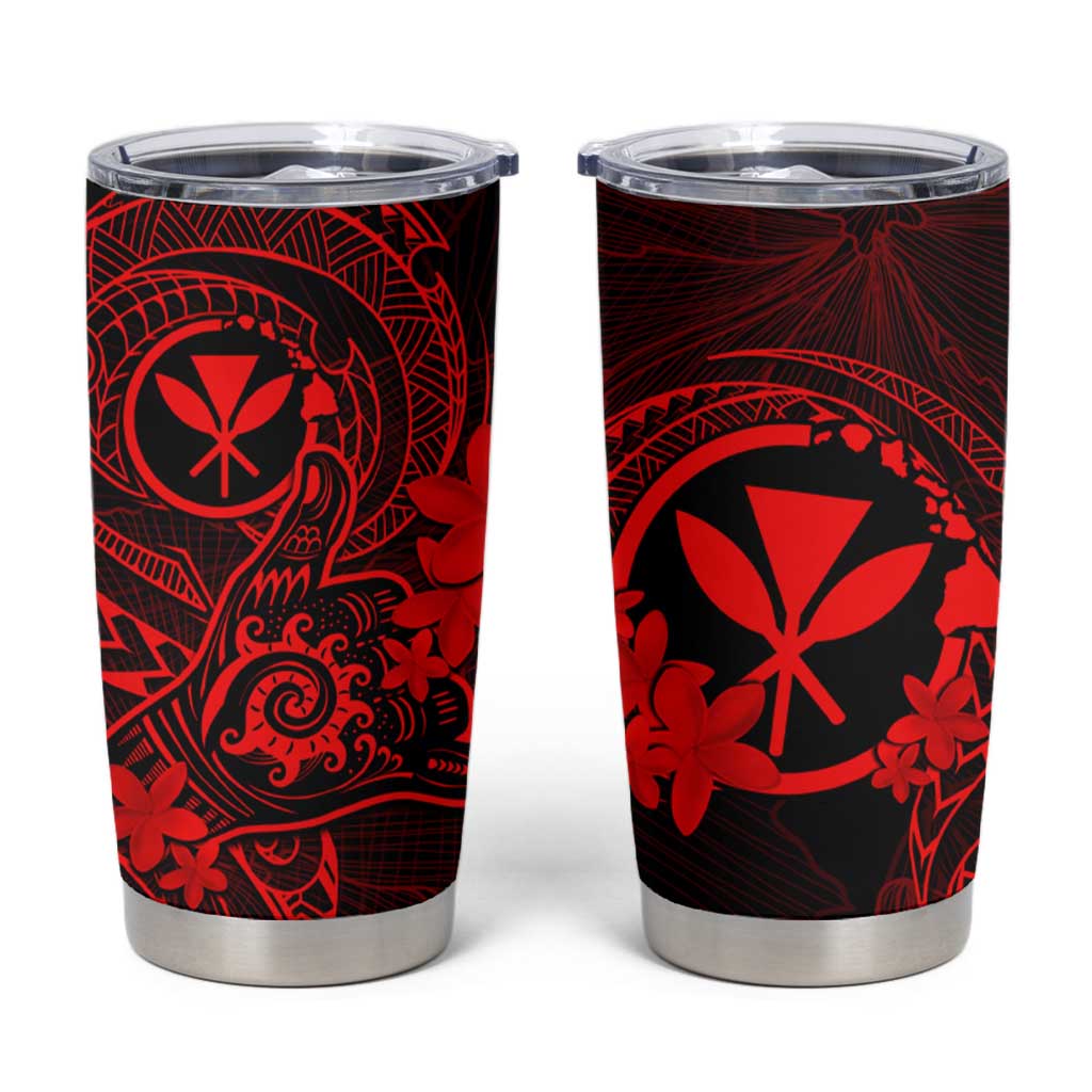 Hawaii Tumbler Cup Shaka Tattoo Mix Polynesian Plumeria Red Version