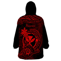 hawaii-wearable-blanket-hoodie-shaka-tattoo-mix-polynesian-plumeria-red-version