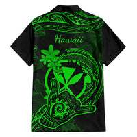 Hawaii Family Matching Off Shoulder Maxi Dress and Hawaiian Shirt Shaka Tattoo Mix Polynesian Plumeria Green Version LT14 - Polynesian Pride