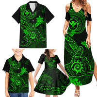 Hawaii Family Matching Summer Maxi Dress and Hawaiian Shirt Shaka Tattoo Mix Polynesian Plumeria Green Version LT14 - Polynesian Pride