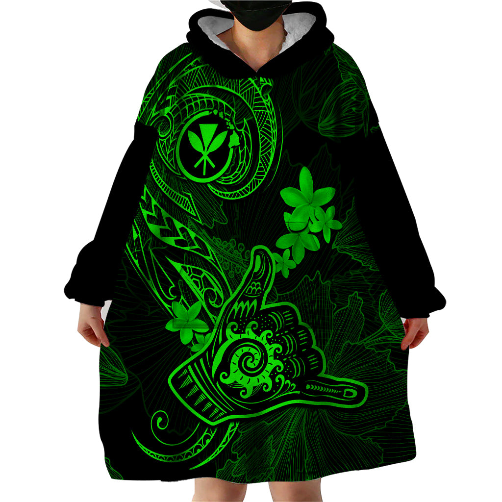 hawaii-wearable-blanket-hoodie-shaka-tattoo-mix-polynesian-plumeria-green-version