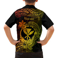 Hawaii Family Matching Off Shoulder Maxi Dress and Hawaiian Shirt Hammerhead Shark Tattoo Mix Polynesian Plumeria Reggae Version LT14 - Polynesian Pride