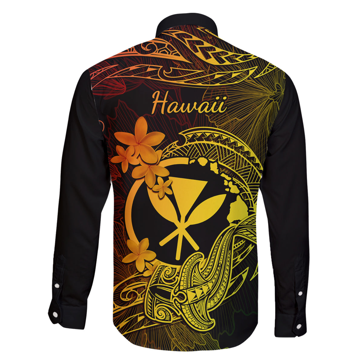 Hawaii Family Matching Off Shoulder Maxi Dress and Hawaiian Shirt Hammerhead Shark Tattoo Mix Polynesian Plumeria Reggae Version LT14 - Polynesian Pride