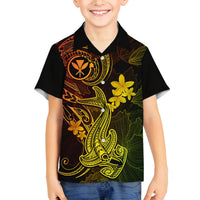 Hawaii Family Matching Off Shoulder Maxi Dress and Hawaiian Shirt Hammerhead Shark Tattoo Mix Polynesian Plumeria Reggae Version LT14 Son's Shirt Reggae - Polynesian Pride