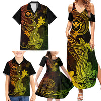 Hawaii Family Matching Summer Maxi Dress and Hawaiian Shirt Hammerhead Shark Tattoo Mix Polynesian Plumeria Reggae Version LT14 - Polynesian Pride