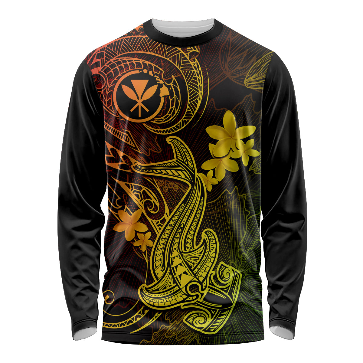 hawaii-long-sleeve-shirt-hammerhead-shark-tattoo-mix-polynesian-plumeria-reggae-version