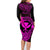 hawaii-family-matching-long-sleeve-bodycon-dress-and-hawaiian-shirt-hammerhead-shark-tattoo-mix-polynesian-plumeria-pink-version