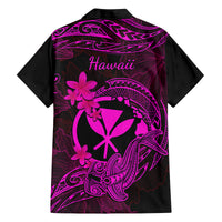 Hawaii Family Matching Off Shoulder Maxi Dress and Hawaiian Shirt Hammerhead Shark Tattoo Mix Polynesian Plumeria Pink Version LT14 - Polynesian Pride
