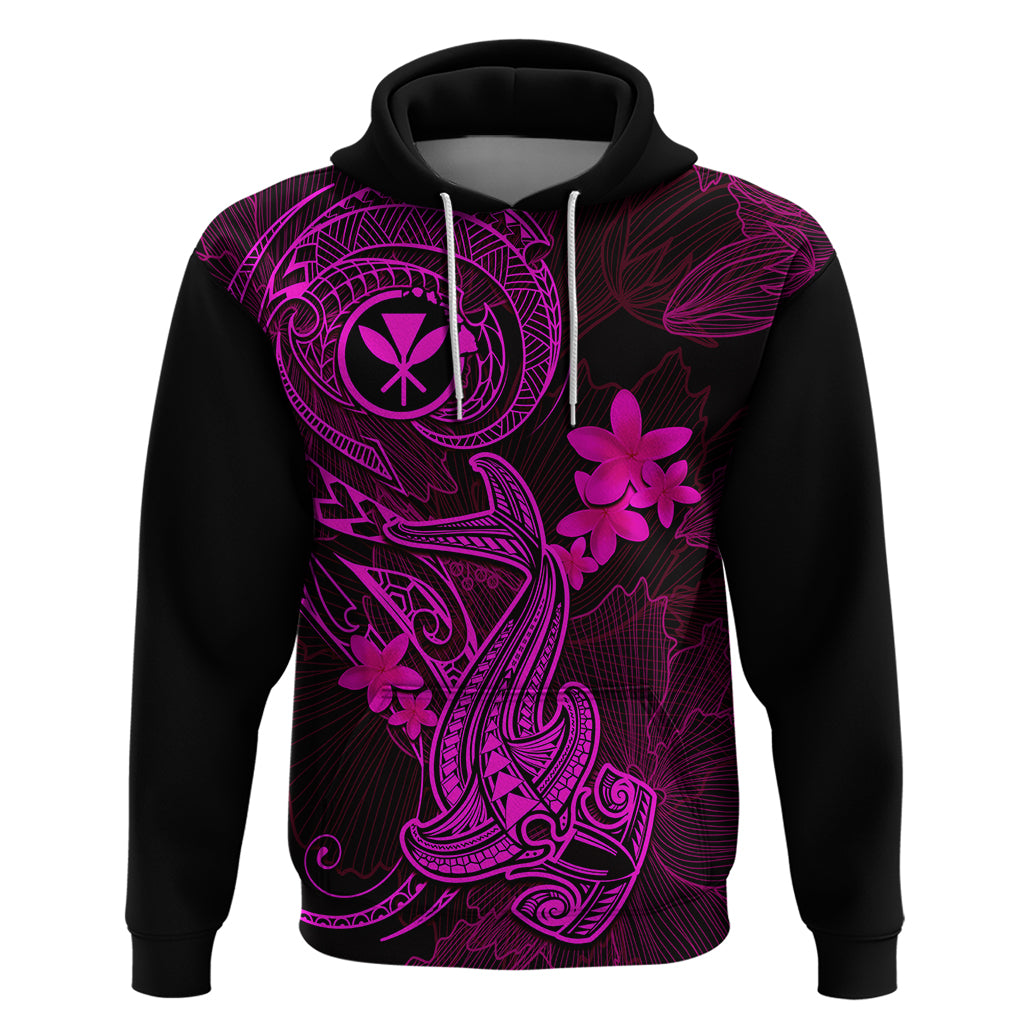 Hawaii Hoodie Hammerhead Shark Tattoo Mix Polynesian Plumeria Pink Version LT14 Pullover Hoodie Pink - Polynesian Pride