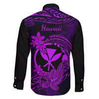 Hawaii Family Matching Summer Maxi Dress and Hawaiian Shirt Hammerhead Shark Tattoo Mix Polynesian Plumeria Purple Version LT14 - Polynesian Pride