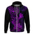 Hawaii Hoodie Hammerhead Shark Tattoo Mix Polynesian Plumeria Purple Version LT14 Zip Hoodie Purple - Polynesian Pride