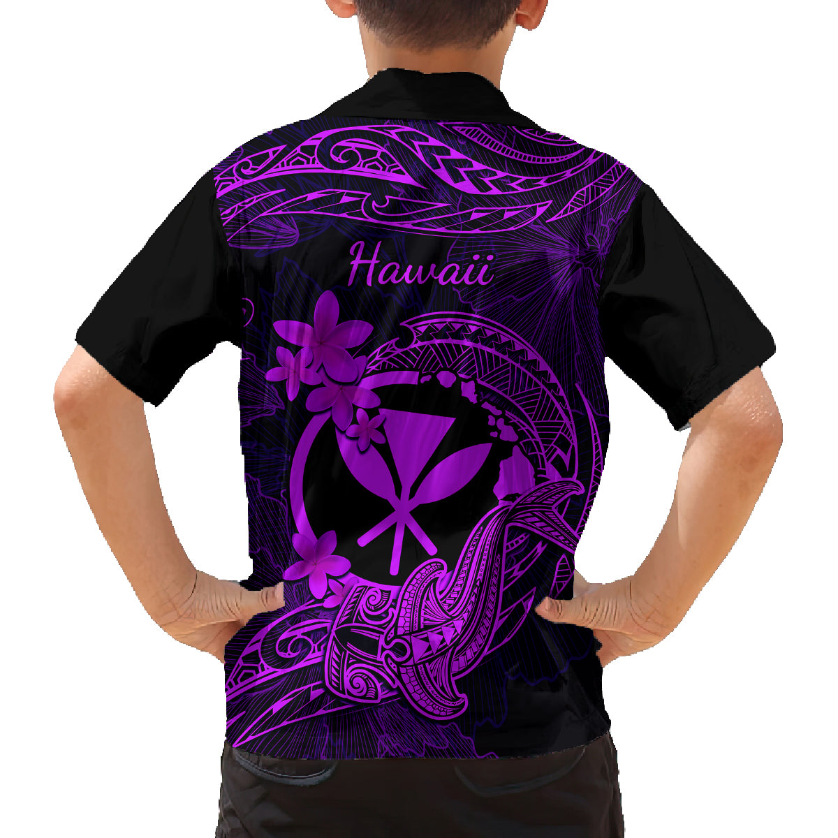 hawaii-kid-hawaiian-shirt-hammerhead-shark-tattoo-mix-polynesian-plumeria-purple-version
