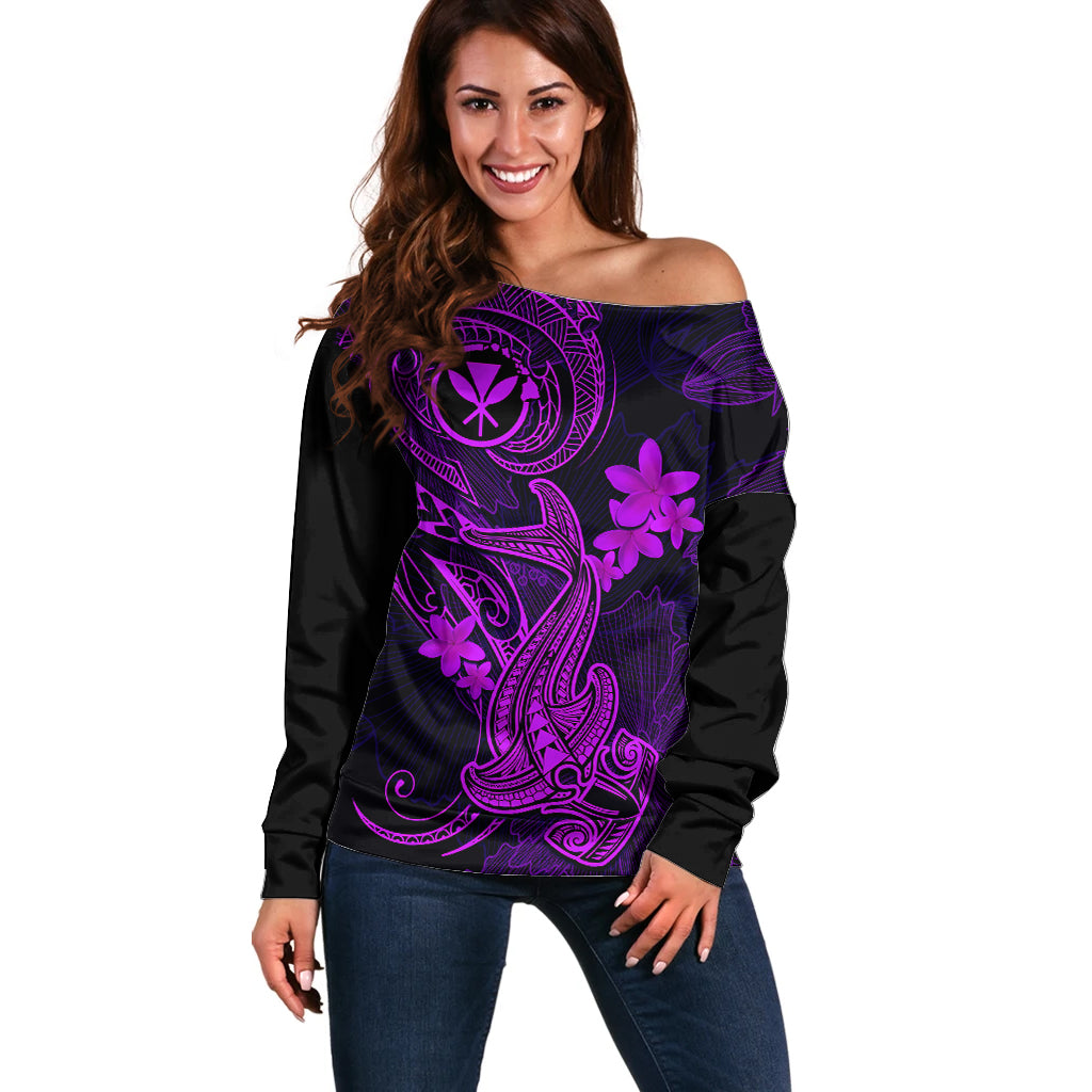 hawaii-off-shoulder-sweater-hammerhead-shark-tattoo-mix-polynesian-plumeria-purple-version