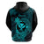 Hawaii Hoodie Hammerhead Shark Tattoo Mix Polynesian Plumeria Turquoise Version LT14 - Polynesian Pride