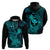 Hawaii Hoodie Hammerhead Shark Tattoo Mix Polynesian Plumeria Turquoise Version LT14 - Polynesian Pride