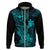 Hawaii Hoodie Hammerhead Shark Tattoo Mix Polynesian Plumeria Turquoise Version LT14 Zip Hoodie Turquoise - Polynesian Pride