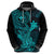 Hawaii Hoodie Hammerhead Shark Tattoo Mix Polynesian Plumeria Turquoise Version LT14 - Polynesian Pride