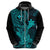 Hawaii Hoodie Hammerhead Shark Tattoo Mix Polynesian Plumeria Turquoise Version LT14 - Polynesian Pride