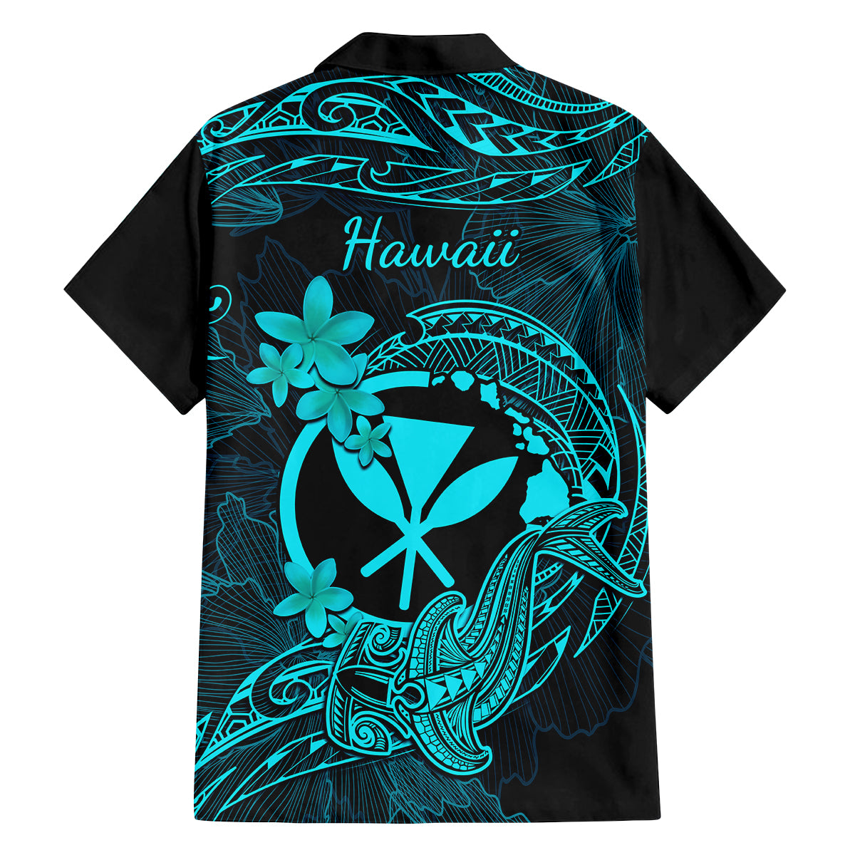 hawaii-kid-hawaiian-shirt-hammerhead-shark-tattoo-mix-polynesian-plumeria-turquoise-version