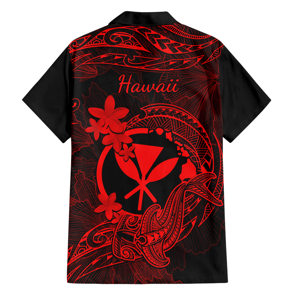 Hawaii Family Matching Summer Maxi Dress and Hawaiian Shirt Hammerhead Shark Tattoo Mix Polynesian Plumeria Red Version LT14 - Polynesian Pride