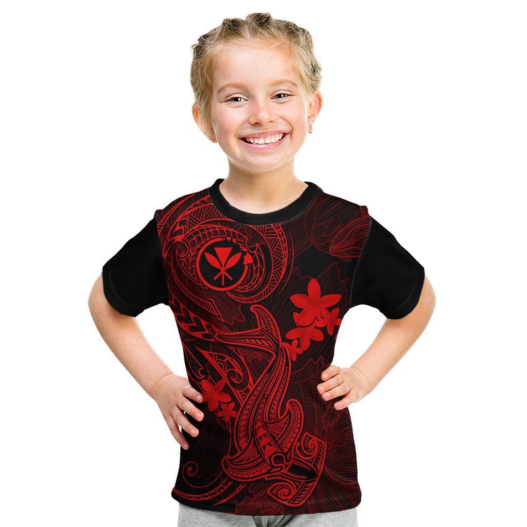 Hawaii Kid T Shirt Hammerhead Shark Tattoo Mix Polynesian Plumeria Red Version LT14 Red - Polynesian Pride