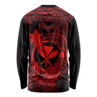 hawaii-long-sleeve-shirt-hammerhead-shark-tattoo-mix-polynesian-plumeria-red-version