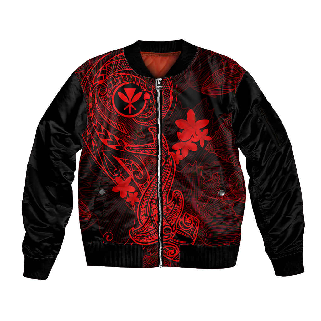 hawaii-sleeve-zip-bomber-jacket-hammerhead-shark-tattoo-mix-polynesian-plumeria-red-version