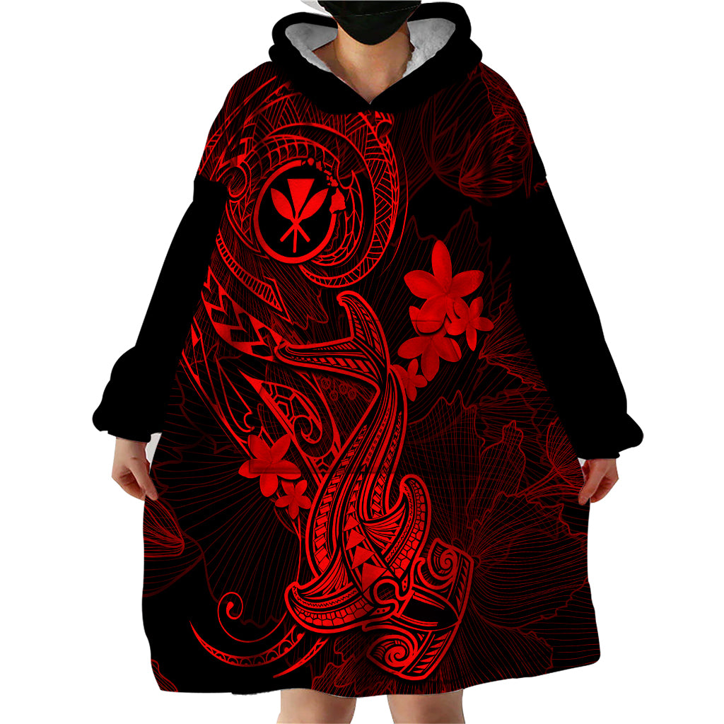 hawaii-wearable-blanket-hoodie-hammerhead-shark-tattoo-mix-polynesian-plumeria-red-version