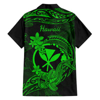 Hawaii Family Matching Summer Maxi Dress and Hawaiian Shirt Hammerhead Shark Tattoo Mix Polynesian Plumeria Green Version LT14 - Polynesian Pride