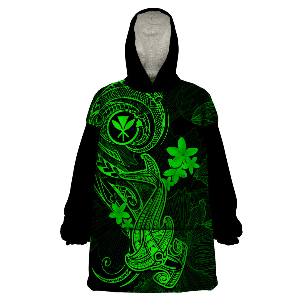 hawaii-wearable-blanket-hoodie-hammerhead-shark-tattoo-mix-polynesian-plumeria-green-version