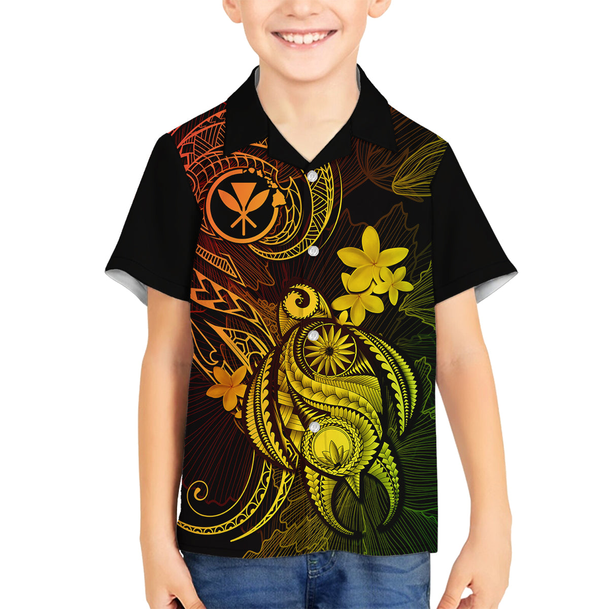 hawaii-family-matching-off-shoulder-maxi-dress-and-hawaiian-shirt-turtle-mix-polynesian-plumeria-reggae-version